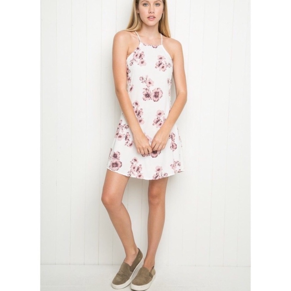 Brandy Melville Abigail White Floral Halter Dress